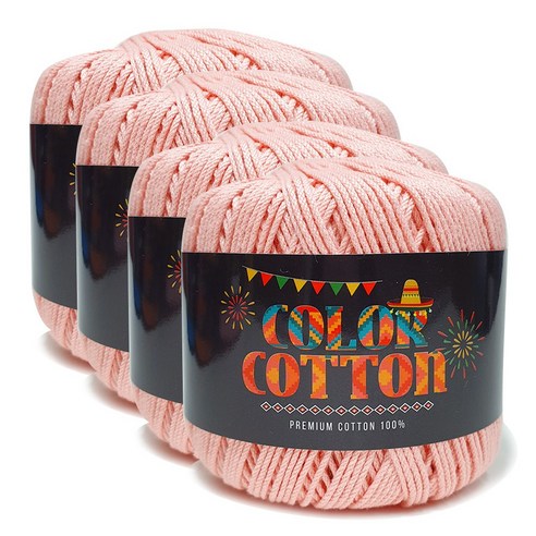 니뜨 컬러코튼 뜨개실 50g x 4p, 5 애프리콧