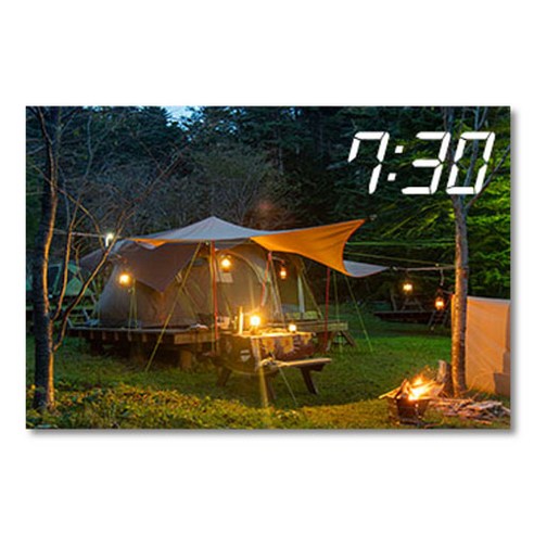 홈마인 LED 캔버스 프린팅 액자 시계 캠핑, 600-HM-CAMPING-10