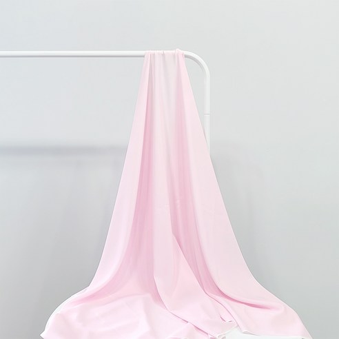 나비손길 두툼한 컬러 인터록 마감 쉬폰 원단, 119라이트핑크