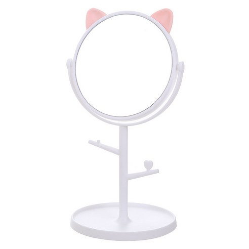 고양이귀 데스크탑 거울, 03 라운드 베이스 화이트