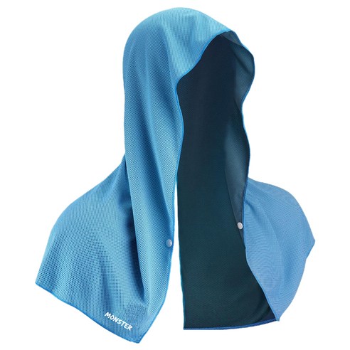 몬스터 쿨링 햇빛 차단 후드 타월 60 x 29 cm, 블루, 1개