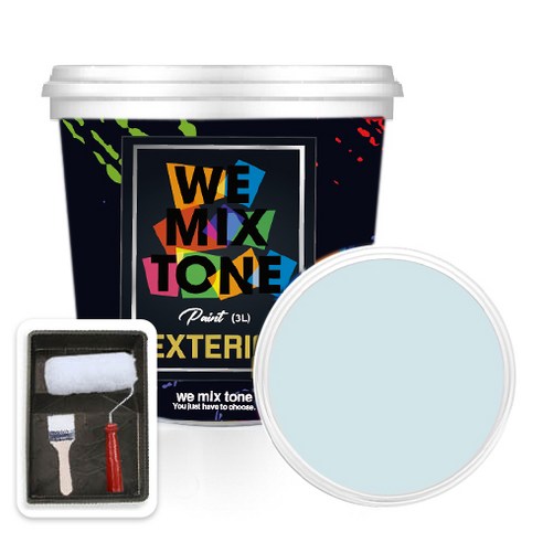 WEMIXTONE 외부용 EXTERIOR 페인트 3L + 붓 + 로울러 + 트레이 세트, WMT0413P01(페인트)