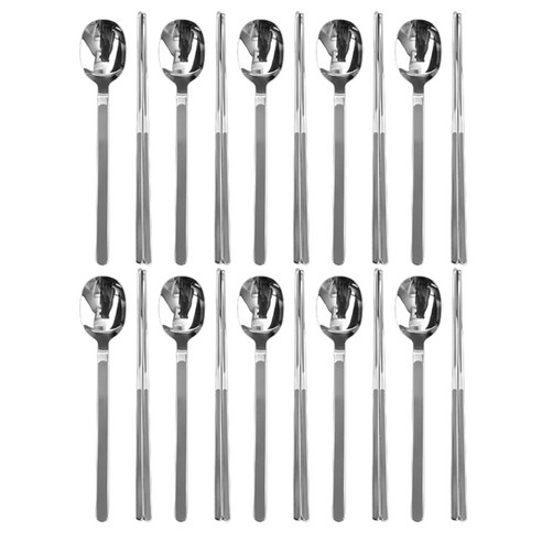 윌리브 국내산 304스텐 드고아 세라믹 수저 10벌 세트, 그레이, 숟가락 10p + 젓가락 10p
