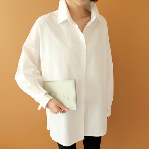 빼빼 여성용 데일리 카라넥 언발란스 오버핏 블라우스