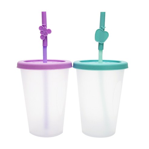 아가프라 심쿵 빨대컵 S B타입 2종 세트 400ml, 1세트, 민트, 퍼플