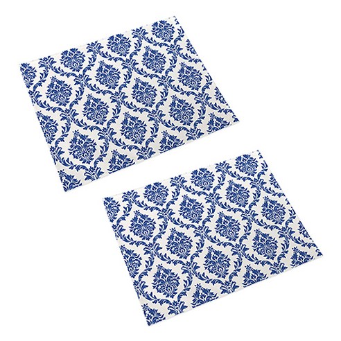 코발트블루 고딕 로코코양식 플라워 패턴 테이블 플레이스매트 2p, 04, 42 x 32 cm