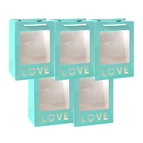 마켓감성 러브온리 선물 종이백 LOVE 5p, 민트