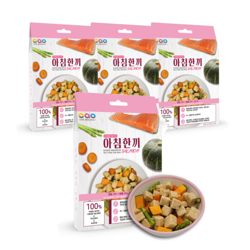 오아오 강아지 아침한끼 화식 습식사료 4p, 연어, 120g, 4개