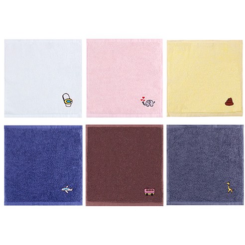 송월타월 개인 위생핸드 고리수건 토이키즈A 40g, 랜덤발송, 6개