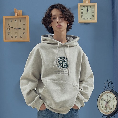 리베르텡 엠보 로고 보카시 기모 후드