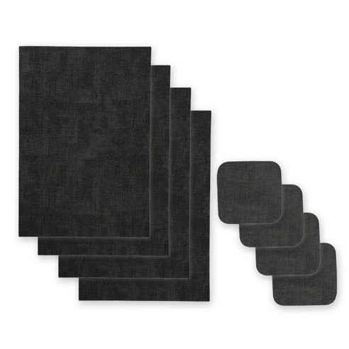 대한몰 티코스터 4p + 테이블매트 4p 세트, 차콜, 티코스터(100 x 100 x 20 mm), 테이블매트(430 x 300 x 20 mm)