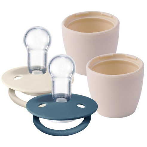 BIBS 디럭스 실리콘 쪽쪽이 2종 + 화분캡 2p 세트, 0세~3세, 1개, 아이보리(화분캡), 아이보리, 믹스페트롤(쪽쪽이)
