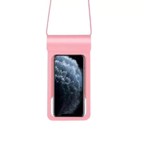 하이어리 가죽 목걸이형 핸드폰 방수팩, 핑크, 1개
