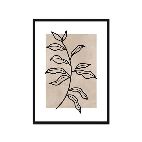 마벨인홈 인테리어 드로잉아트 식물그림 나뭇가지A 우드 액자 포스터 세트, 블랙