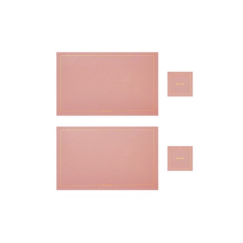 부스마켓 모던디자인 테이블 매트 + 티코스터 2세트, 핑크, 테이블매트(43 x 30 cm), 티코스터(10 x 10 cm)