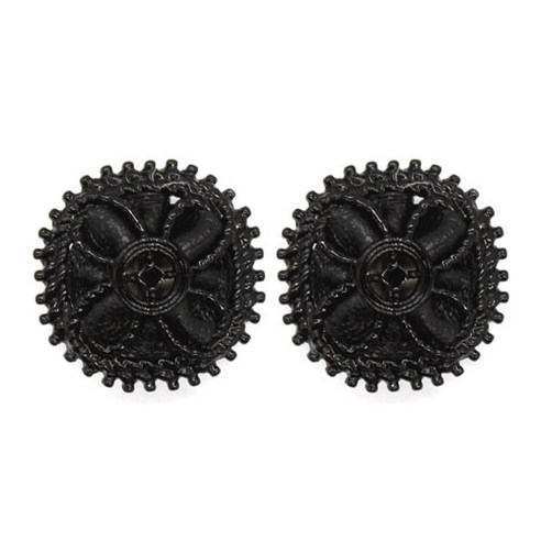 웨빙 퀼트 가죽엮음 단추 18mm, 블랙, 2개