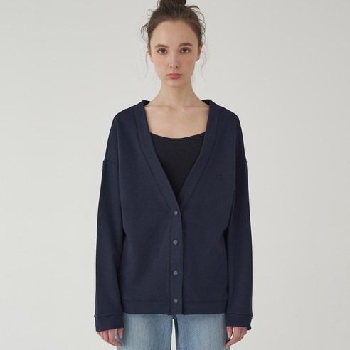 레이디볼륨 여성용 OVERFIT COVER STITCH CARDIGAN