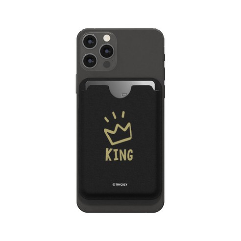 트라이코지 커플 가죽 휴대폰 카드수납포켓, KING, 1개