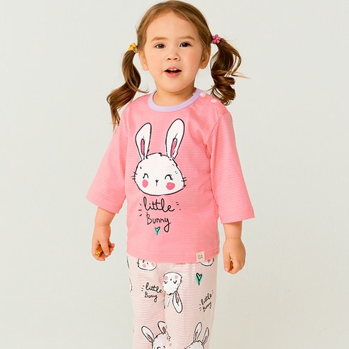 따솜 아동용 스마일바니 오가닉 7부 쟈가드 실내복 상하의 세트