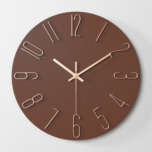 라붐 모던 홈인테리어 심플 엔틱 디자인 벽걸이 시계, 브라운