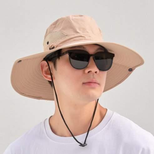 비안 자외선 차단 기능성 햇빛가리개 등산모자, 베이지, 1개
