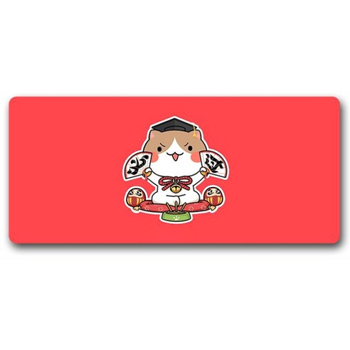 알럽컴 럭키 큐티 고양이 마우스 장패드 300 x 800 x 3 mm, 핑크부채캣, 1개