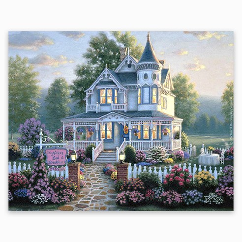 케이엠엘리홀딩스 DIY 3D 원형 보석십자수 일체형 캔버스 액자 50 x 40cm, 플라워캐슬, 1개