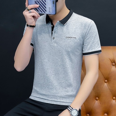 남성용 알럽홈 심플 카라 반팔티