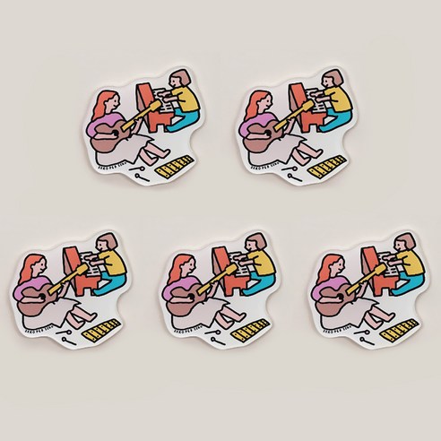 마켓에이 패밀리 마그네틱 냉장고 자석 5p, 음악연주