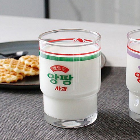 서울우유 빈티지 유리 앙팡컵 260ml, 사과, 2개
