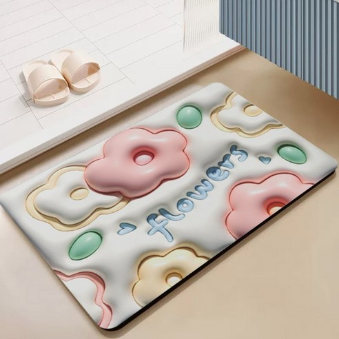 BRINCH 빨아쓰는 3D 입체 디자인 규조토 논슬립 발매트, 타입5901-12