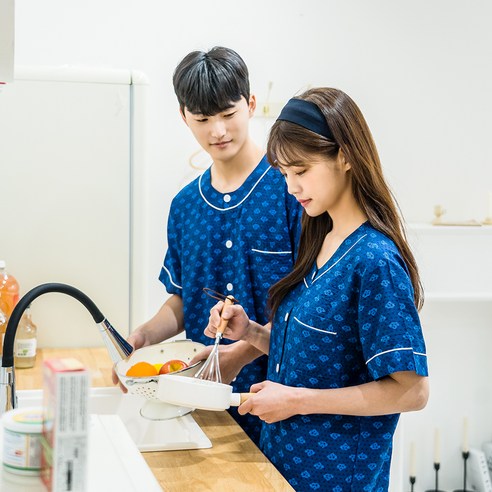 BB캐주얼 커플용 캐릭터 라운드 인견 홈웨어 잠옷 상하세트