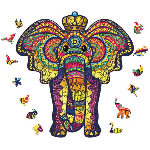 성인용 나무 동물 직소 퍼즐 소형, 코끼리, 40피스