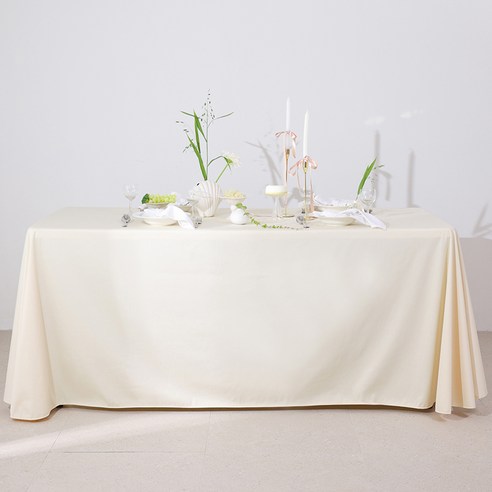 광폭 대형 고급융단 사각 테이블보, 320 x 220 cm, 아이보리, 1개