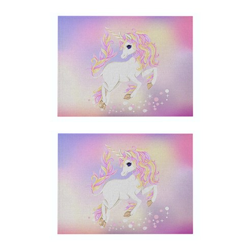 라벤더 유니콘 일러스트 플레이스 매트 2p, 22, 42 x 32 cm