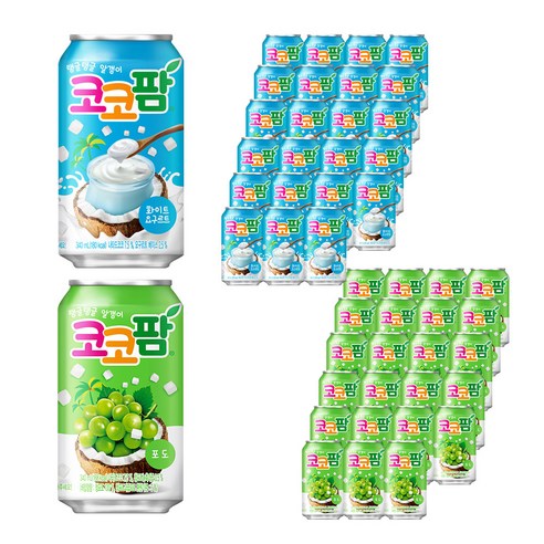 해태음료 코코팜 화이트 요구르트 340ml 24p + 포도 340ml 24p, 1세트