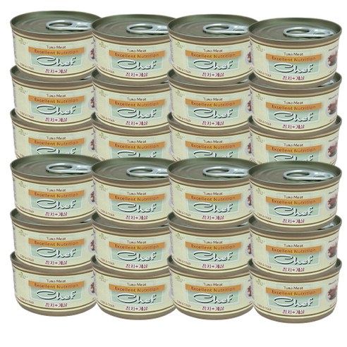 쉐프 고양이 간식캔 80g, 참치 + 게살 혼합맛, 24개