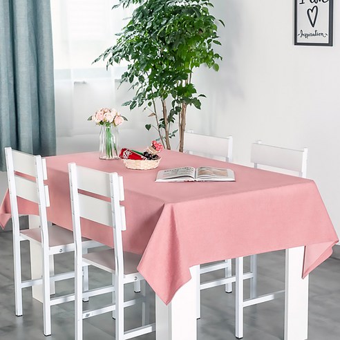 마켓A 모던 린넨 믹스 컬러 식탁보, 핑크, 140 x 140 cm