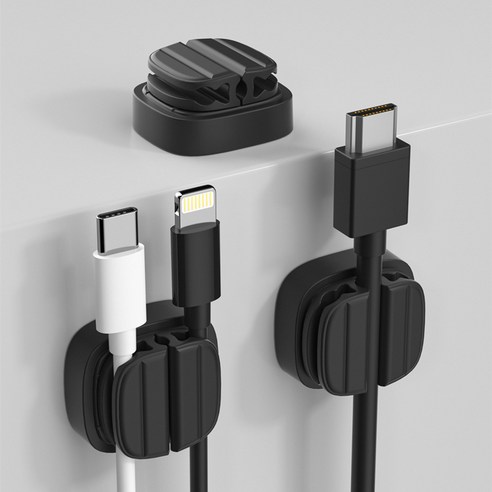 쥬롬 3in1 usb 충전 케이블 선 정리 홀더, 블랙, 3개
