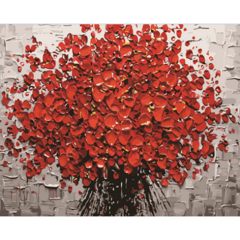 모모픽스페인팅 DIY 명화그리기 세트 40 x 50 cm, 붉은 꽃다발