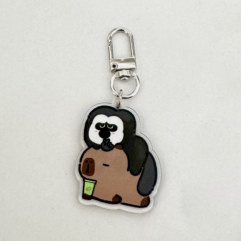 도림 쿼카의 일상 미니 자동차 키링, 1개, 어부바