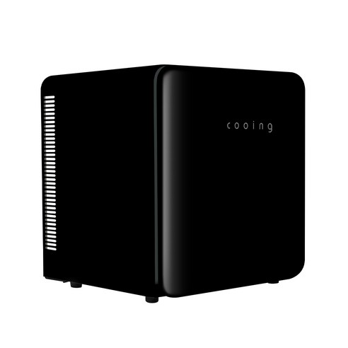 쿠잉 무소음 레트로 미니 냉장고 REF-N30BK 블랙 - 현대적인 주방과 편안한 공간을 위한 특별한 디자인과 무소음 기능
