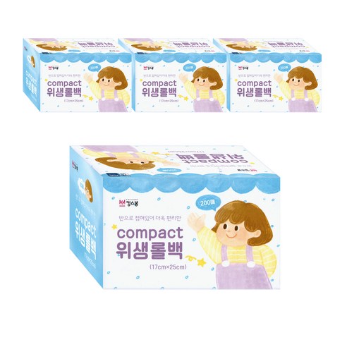 킹스봉 컴팩트 위생롤백 소 17 x 25 cm, 4개