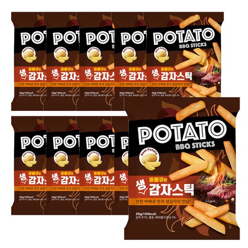 생 감자스틱 바베큐향, 20g, 10개