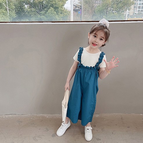 꼰띠키즈 여아용 썸머 멜빵 바지