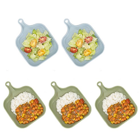 파스텔 아동용 간식접시 5p 세트, 1세트, 올리브그린 3p + 스카이블루 2p