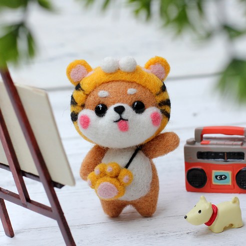아트조이 DIY 양모펠트 키트, 1세트, 호랑이시바