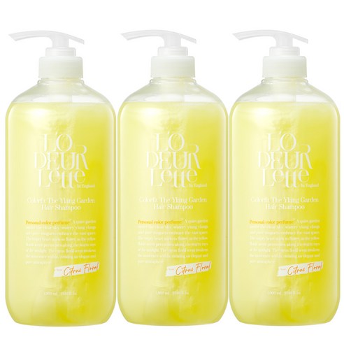 로더렛 컬러 핏 헤어 비오틴 약산성 퍼퓸 샴푸 시트러스 플로러 향, 1000ml, 3개
