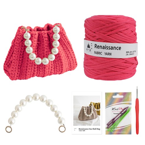 yarna 르네상스 씨쉘백 DIY 세트, 14 진핑크, 1세트