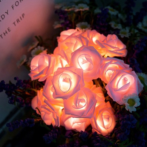 비바셀 앵두 LED 알전구 20구 장미, 주광색(웜화이트), 핑크(장미)